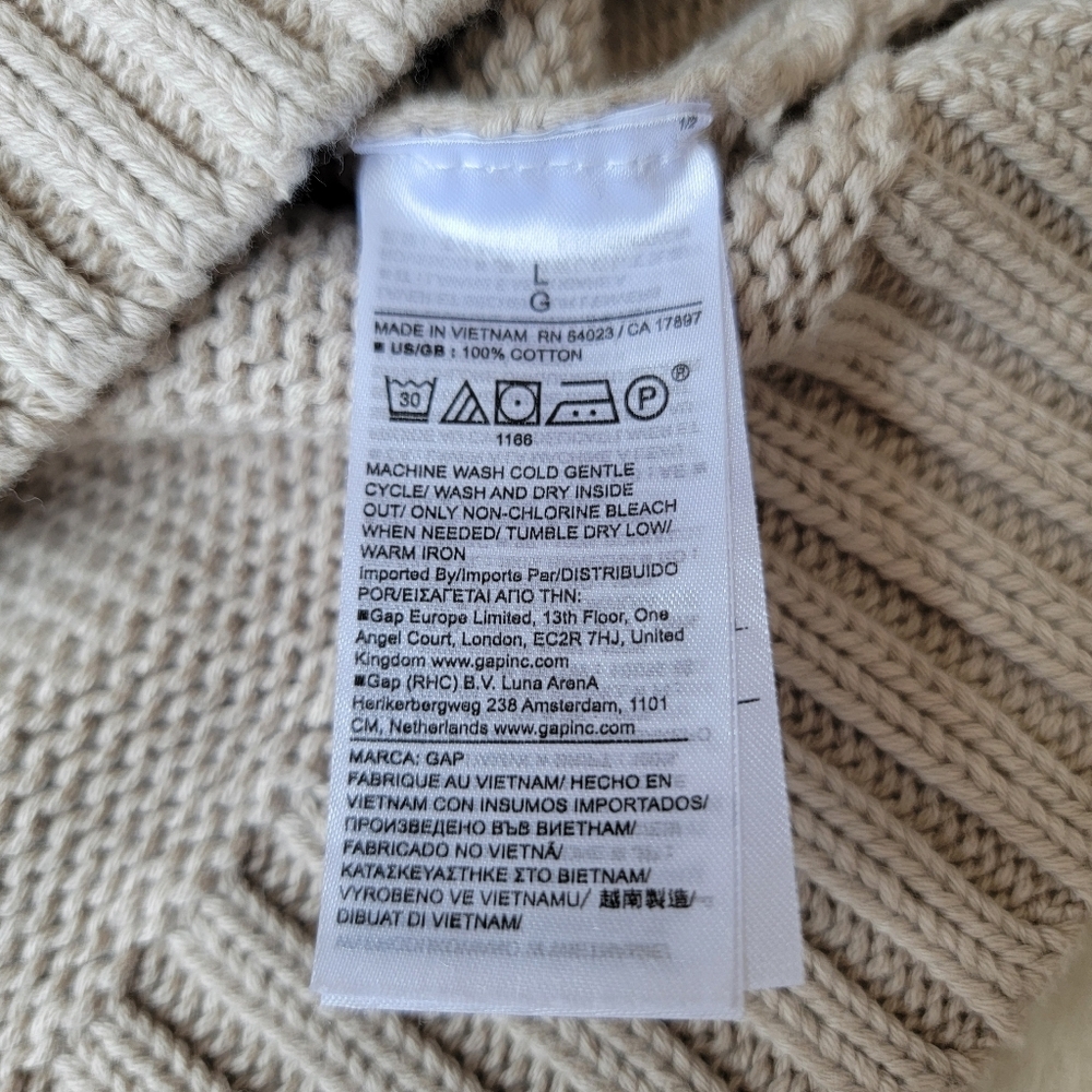 (sold) BUNDLE x2: 100% cotton knit oversized v-neck beige + strawberry pink, L - Picture 8 of 10